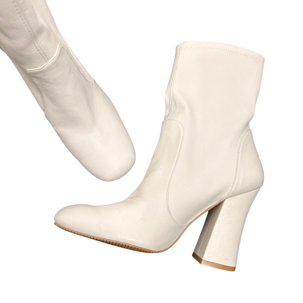 Stuart Weitzman Curveblock 100 Square Leather Boo… - image 2